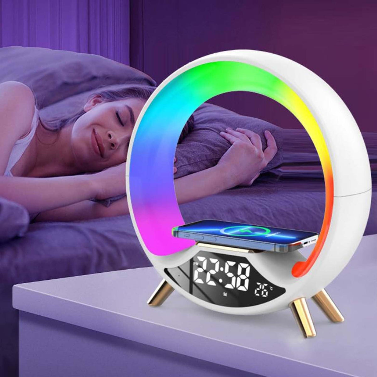 3-in-1 Wireless Charger Bluetooth Speaker Night Light