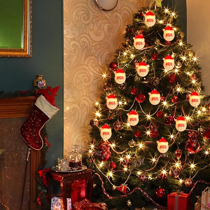 8.5FT Santa Claus Christmas String Lights, 10 Lights, Plug-In Decor