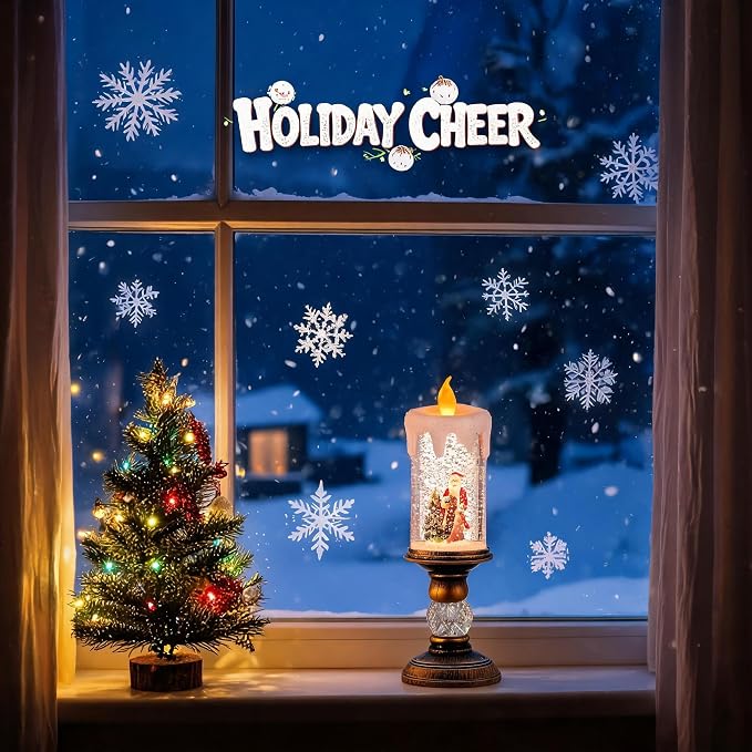 Musical Snowman Snow Globe Candle with Swirling Glitter