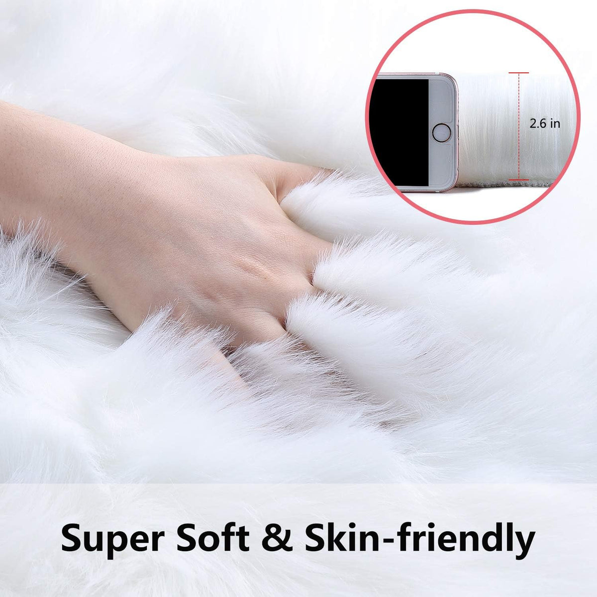 White Faux Sheepskin Throw Rug