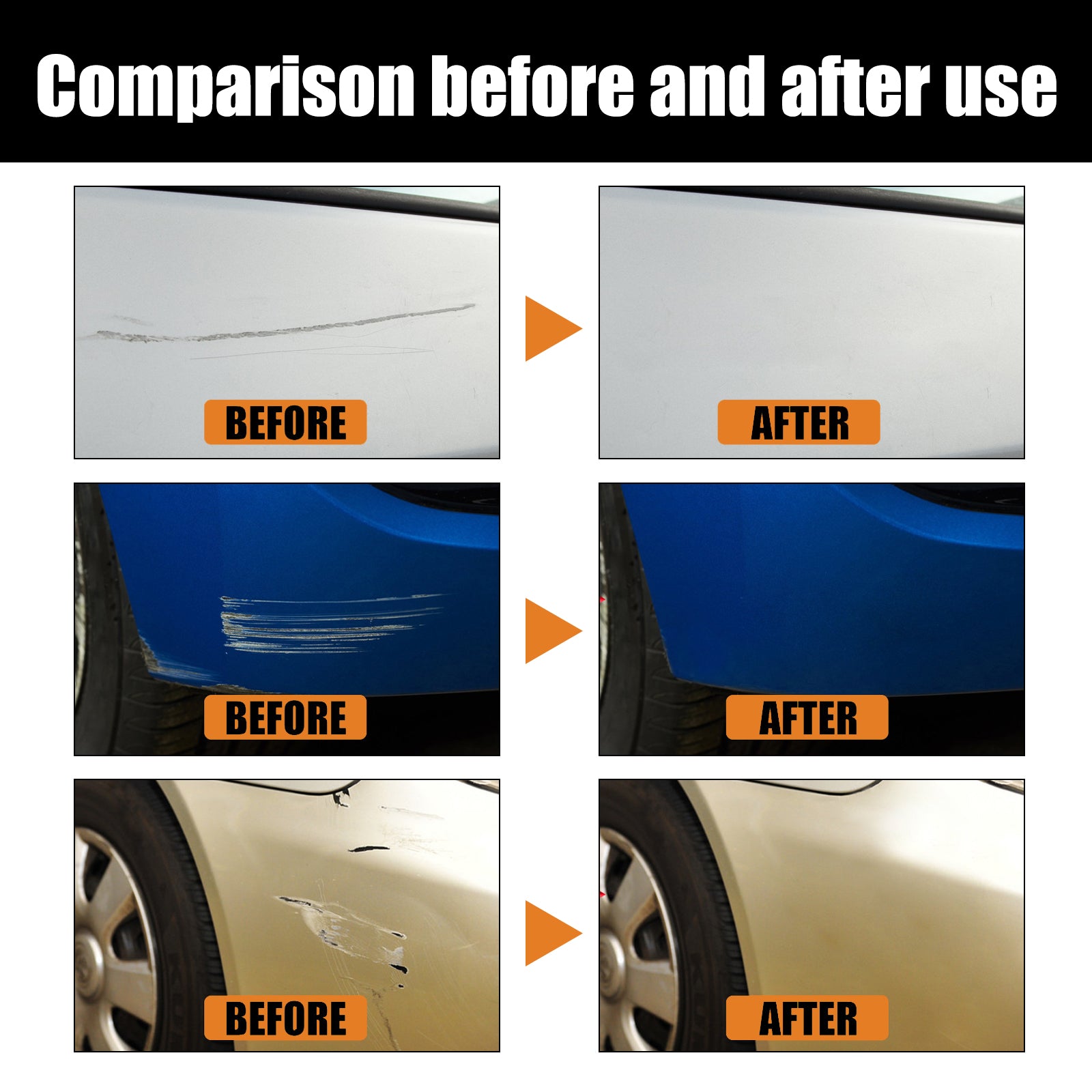 Car Scratch Repair Wax, Auto Paint Scratch Remover With Sponge & Towel, Restores Faded Car Paint, Removes Oxidation Stains Water Marks