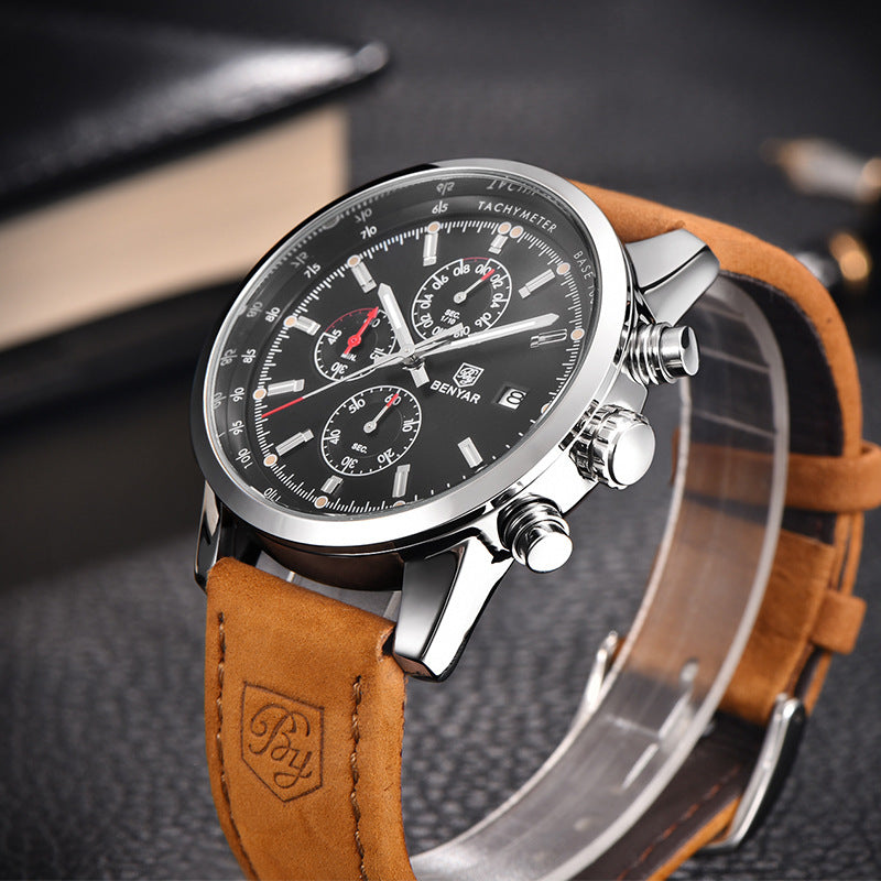 Men's Casual Quartz Leather Watch