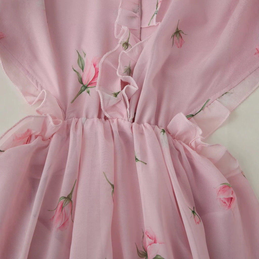 Midriff-baring Lace Floral Sexy Dress