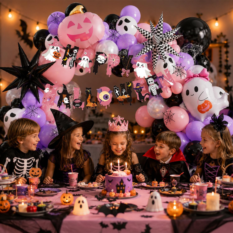 152pcs Halloween Balloon Garland Arch Kit,Happy Halloween Banner