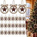 24 Pcs Western Christmas Ornaments Jute Rope Star Xmas Tree Decor