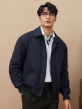 Mens Retro Solid-Color Loose-Fit Lapel Jacket