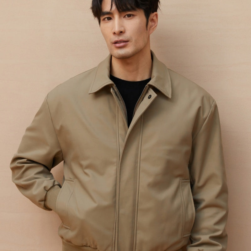 Mens Retro Solid-Color Loose-Fit Lapel Jacket