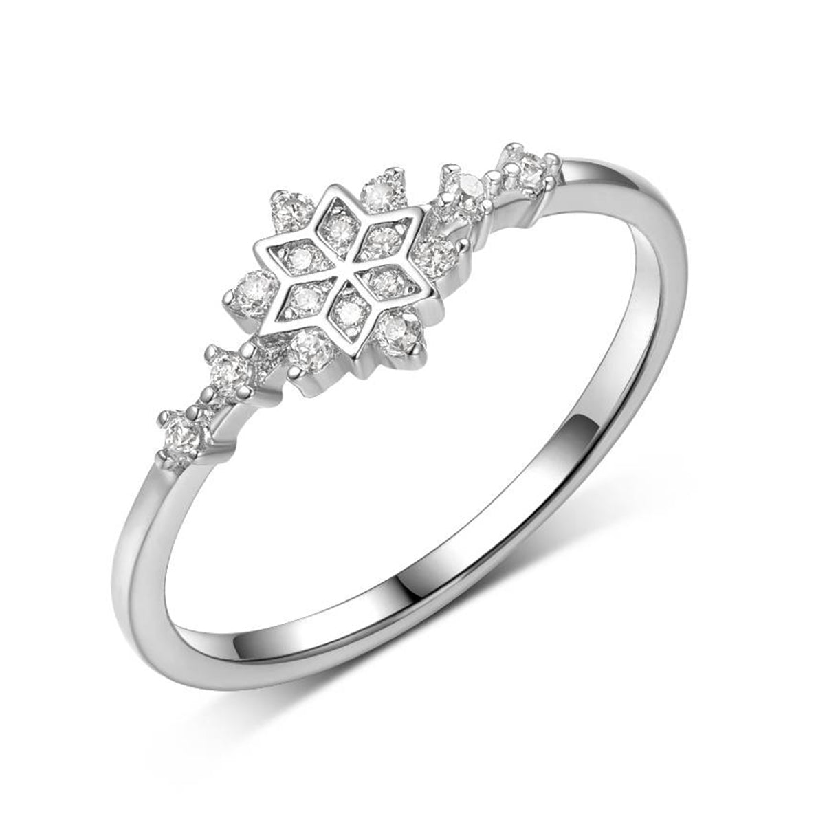 S925 Sterling Silver Moissanite Snowflake Ring 16-Stone Pave D Color
