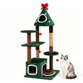 54" Green Christmas Cat Tree with Dual Condos