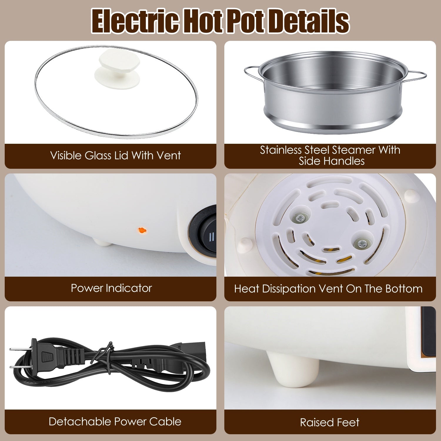 All-in-One Electric Cooking Pot Set With Glass Lid & Tongs, Ceramic Liner Dual Power Hot Pot, Compact Cooker For Dorm Small Apartment Travel