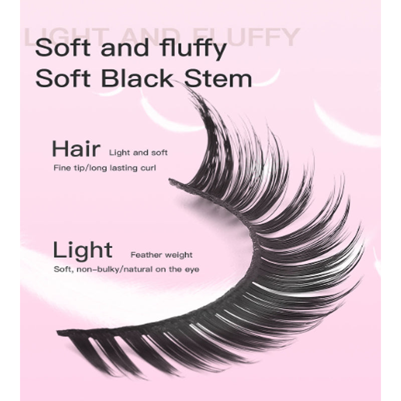 15Pairs Cat Eye Eyelashes 3D Natural False Lashes Fluffy Soft Cross