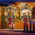 2 Pcs Nativity Scene Outdoor Yard Stakes Metal Christmas Light