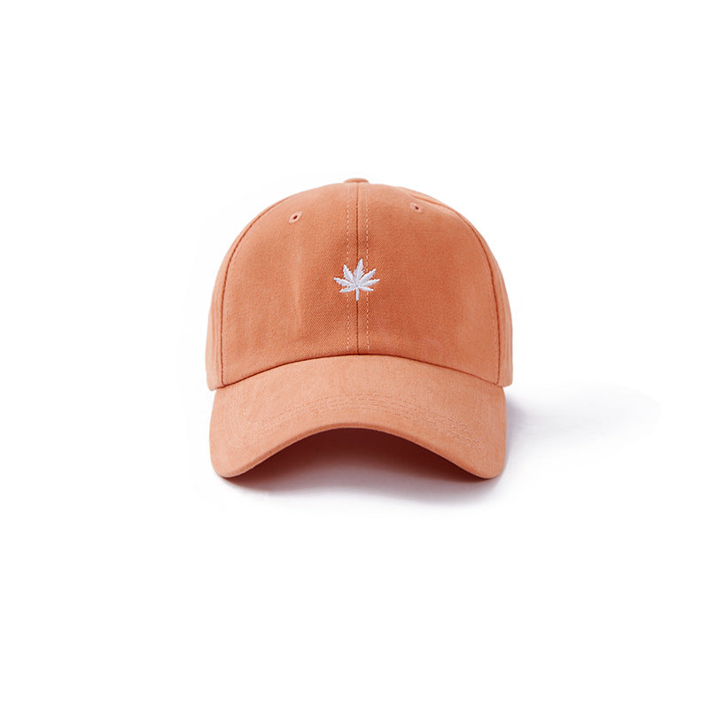 Embroidered Maple Leaf Cotton Baseball Cap, Adjustable