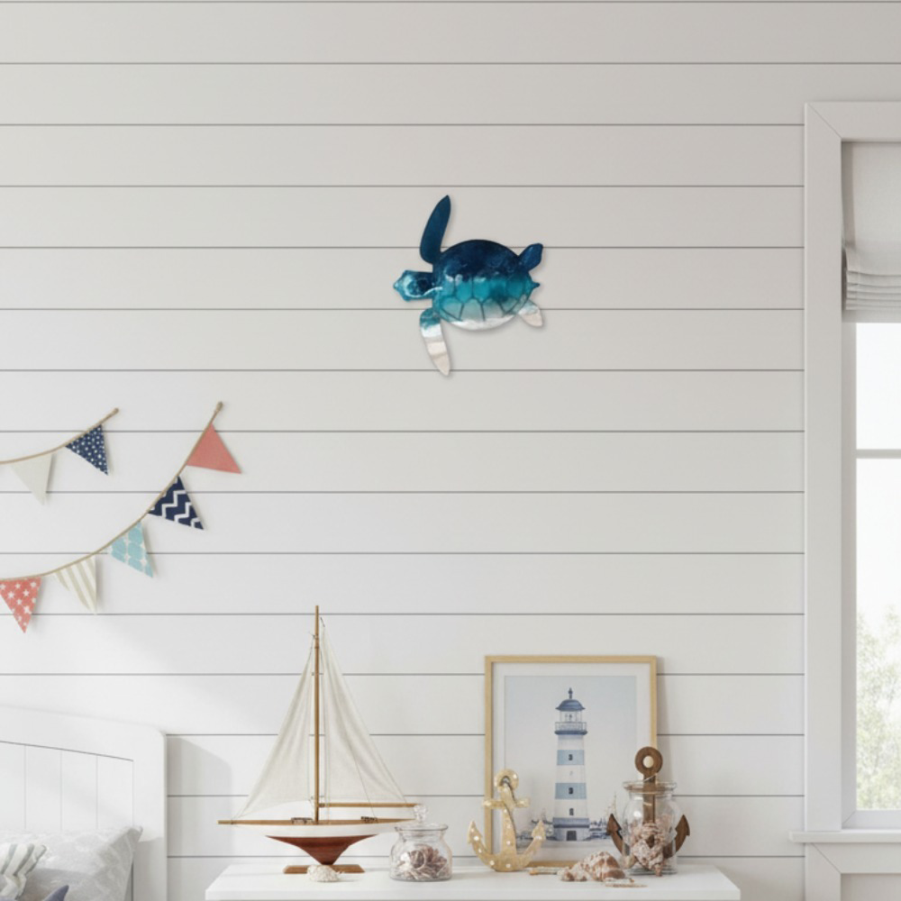 Rustic Iron Sea Turtle Hanging Decor