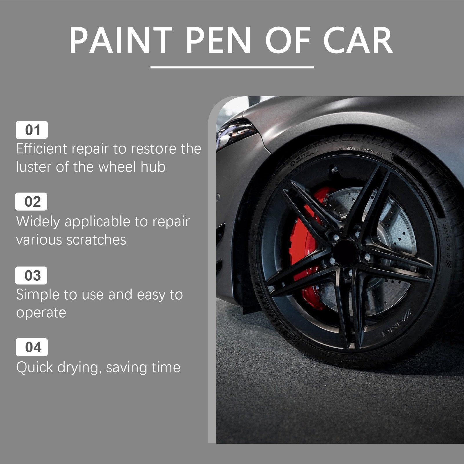 Homonth Black Car Wheel Scratch Care Pen - Car Paint Scratches Removal, Stain Repair, And Paint Touch-up Pen Cross-border