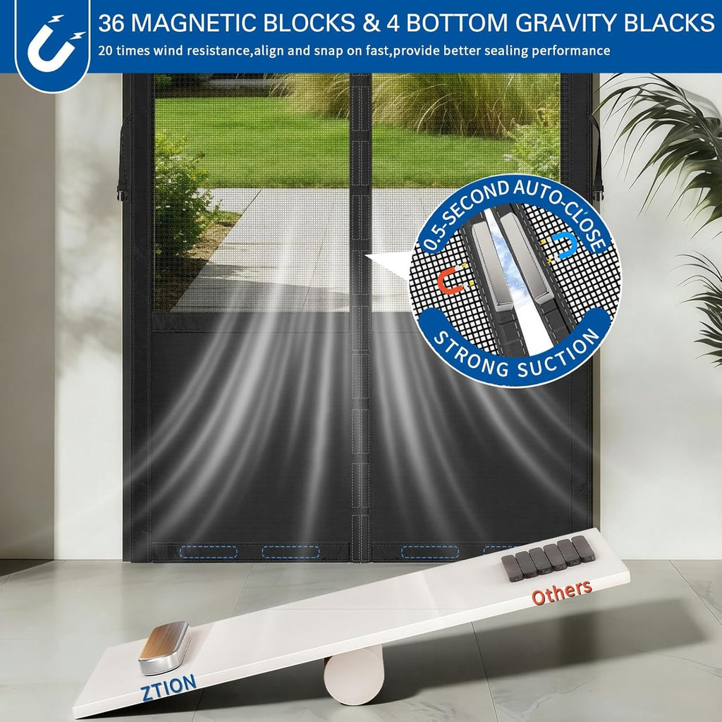 Magnetic Mesh Door Screen, No Drilling Required, Anti-Mosquito Dustproof, Automatic Closure, Pet Friendly, Ideal For Living Room Balcony