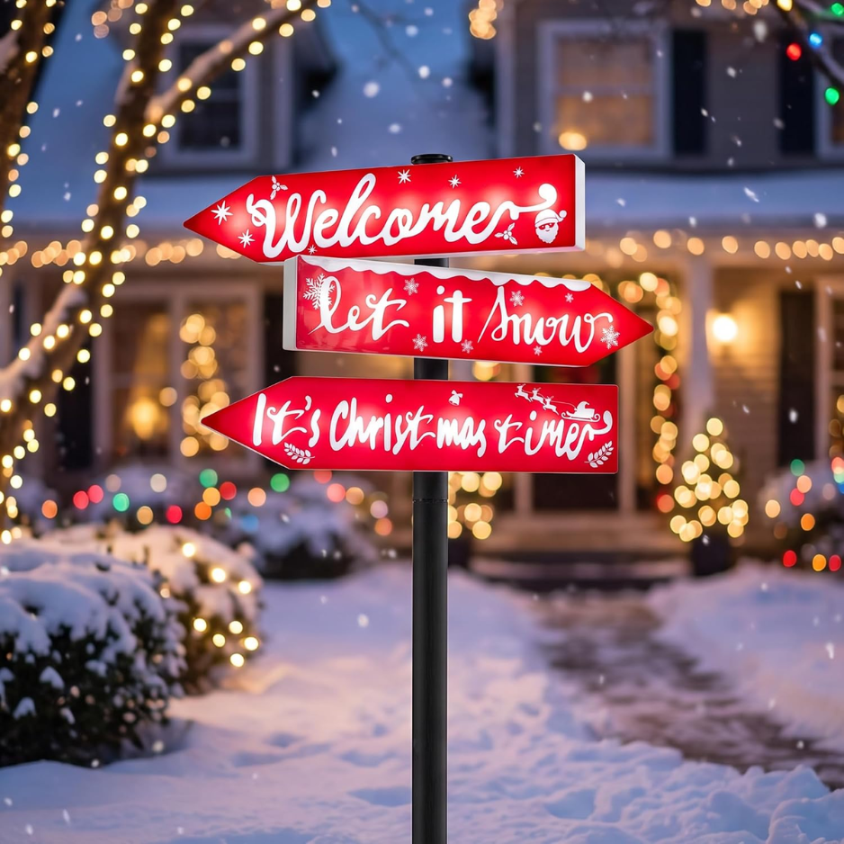 Solar Lighted Christmas Yard Sign, 39 in