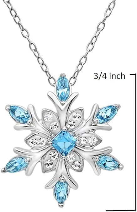 Silver Tone Crystal Snowflake Pendant Necklace