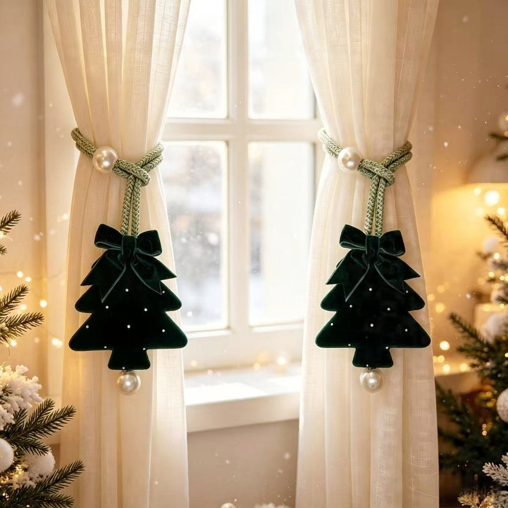 Christmas Velvet Tree Curtain Tieback