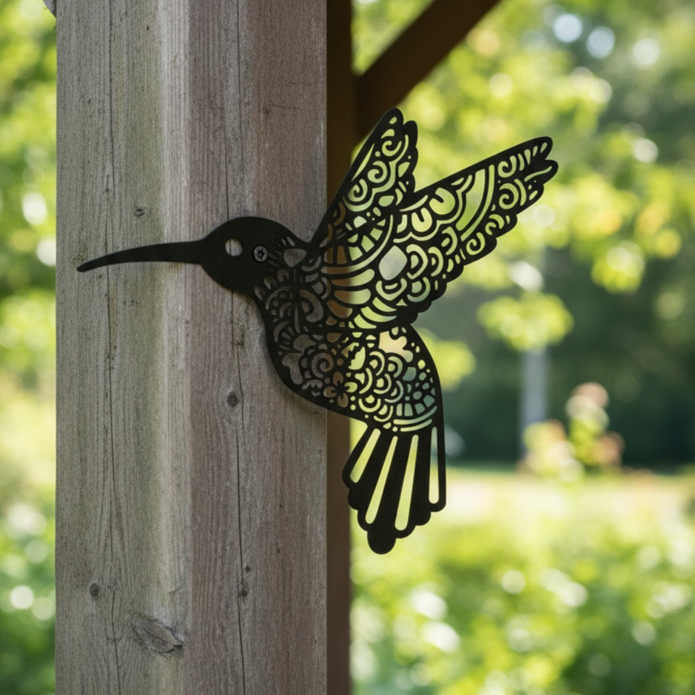 Boho Hummingbird Metal Garden Wall Sculpture