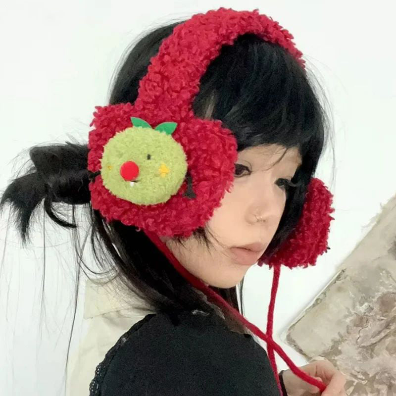 Cute Plush Earmuffs - Red Apple & More Styles