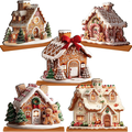 5 Pcs Gingerbread Christmas Table Decor, Gingerbread Village Set