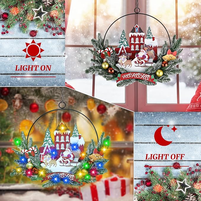16.5-Inch Pre-Lit Christmas Wreath With Built-In 6-Hour On