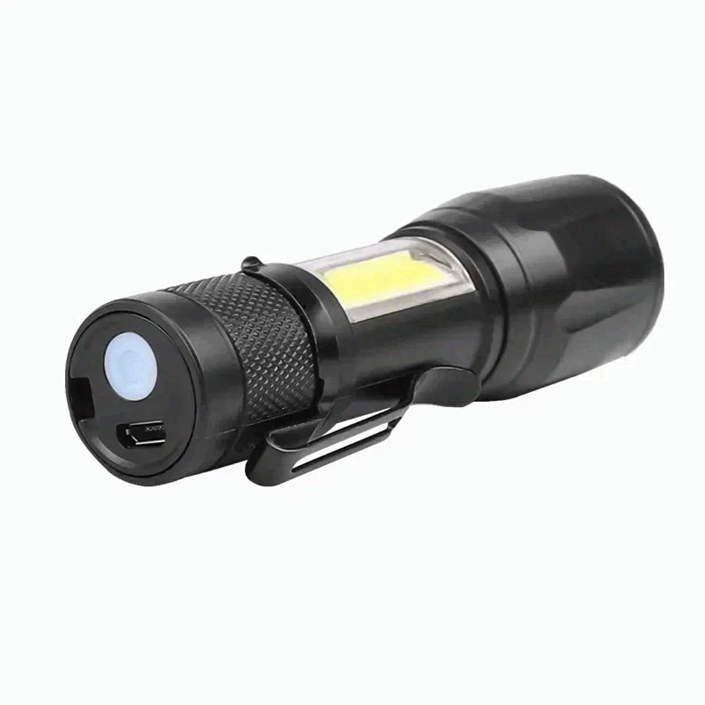 LED Telescopic Mini Flashlight Torch USB Rechargeable Pen Light For Camping COB Light