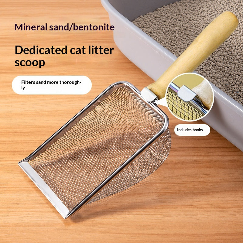 Stainless Steel Fine-Mesh Cat Litter Scoop
