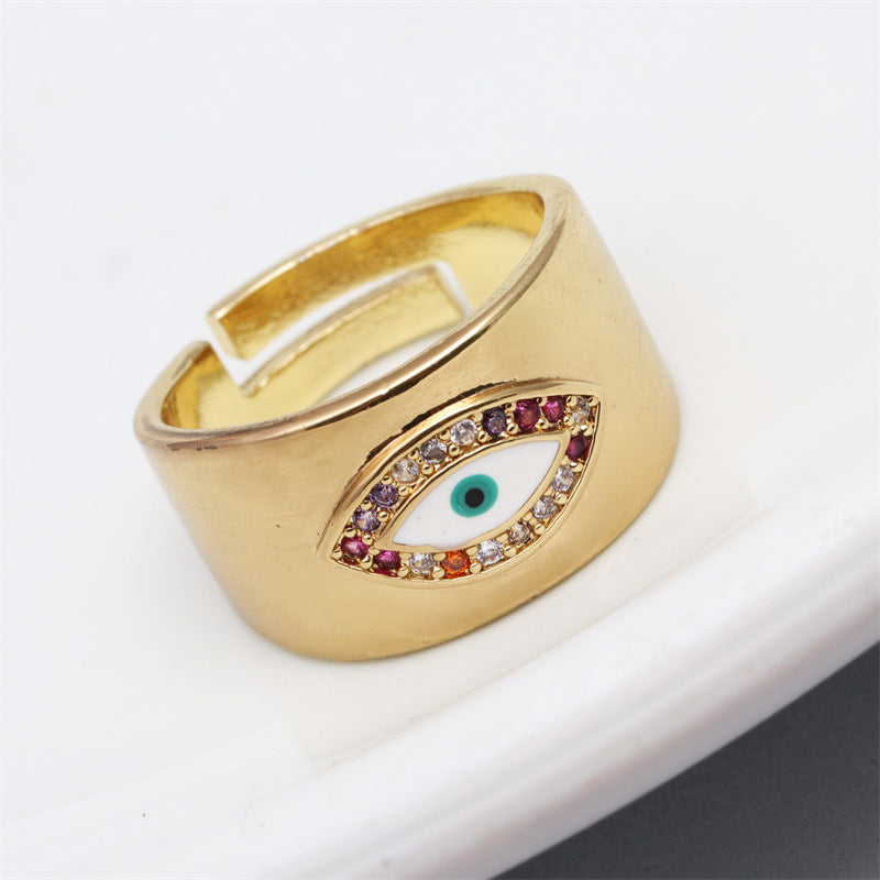 Colorful Evil Eye Adjustable Open Ring