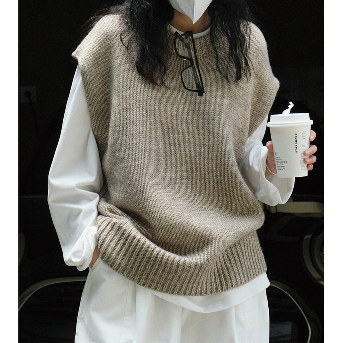 Wool Round-neck Knitted Waistcoat