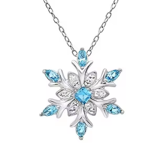 Silver Tone Crystal Snowflake Pendant Necklace