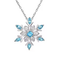 Silver Tone Crystal Snowflake Pendant Necklace