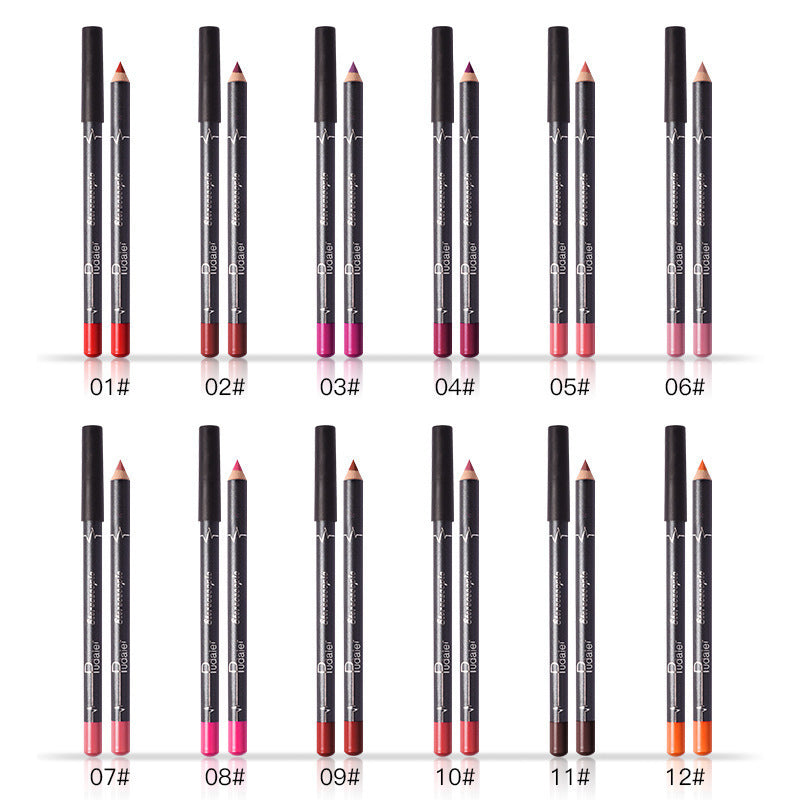 12 Color Lip Liner Pencil Set, High Pigmented Natural Lip Makeup