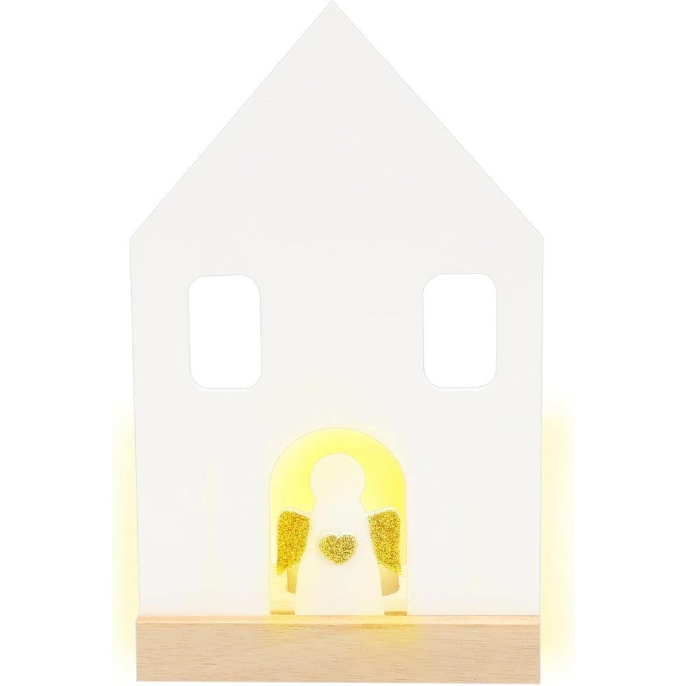 Wooden Angel House Tealight Holder
