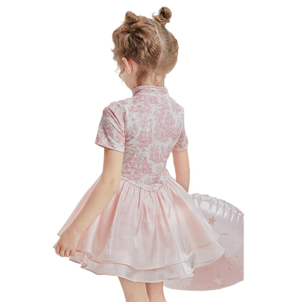 Casual Patchwork Swimsuit Kids Clothes Two-piece Suit