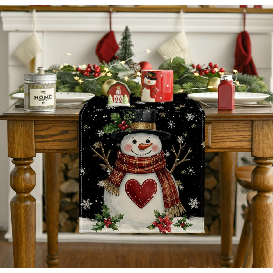 Snowman Christmas Table Runner - 13 x 72 Inch