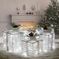 Set Of 3 Silver Christmas Lighted Boxes