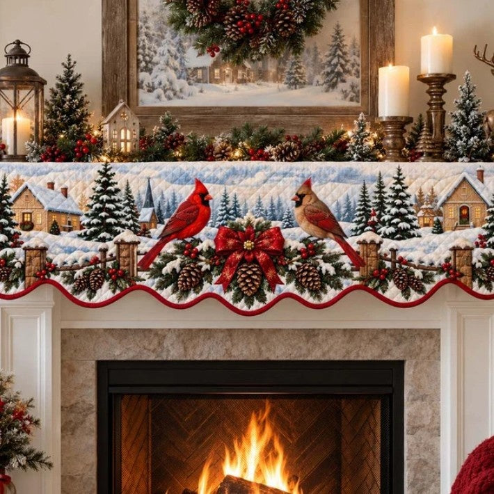 Quilted Fireplace Print Table Runner
