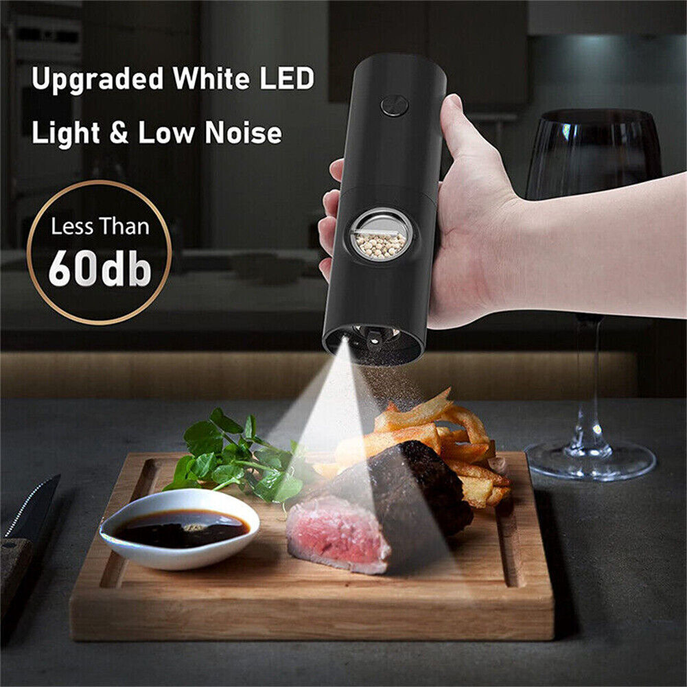 2x Electric Salt And Pepper Grinder LED Auto Mill Shaker Adjustable Coarseness
