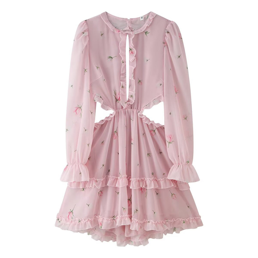 Midriff-baring Lace Floral Sexy Dress