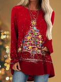 Women's Christmas Tree Star Print Tunic Top