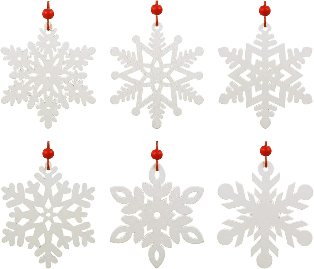 White Wooden Snowflake Ornaments 24 PCS