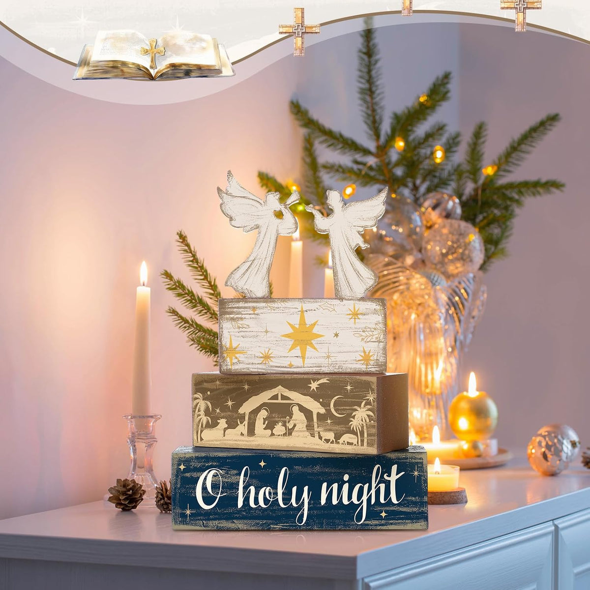 Christmas Angel Table Decorations - 4 Pack