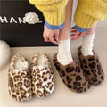 Women's Warm Leopard Print Plush Slippers