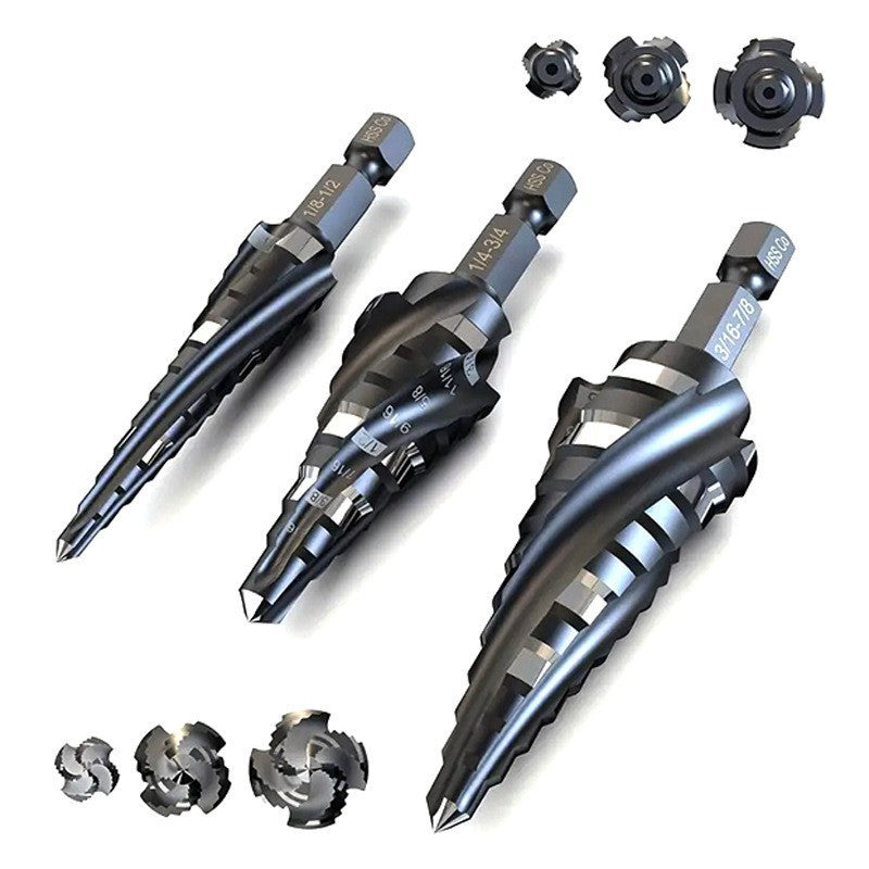Four-spiral Groove Stepped Drill Bit Set