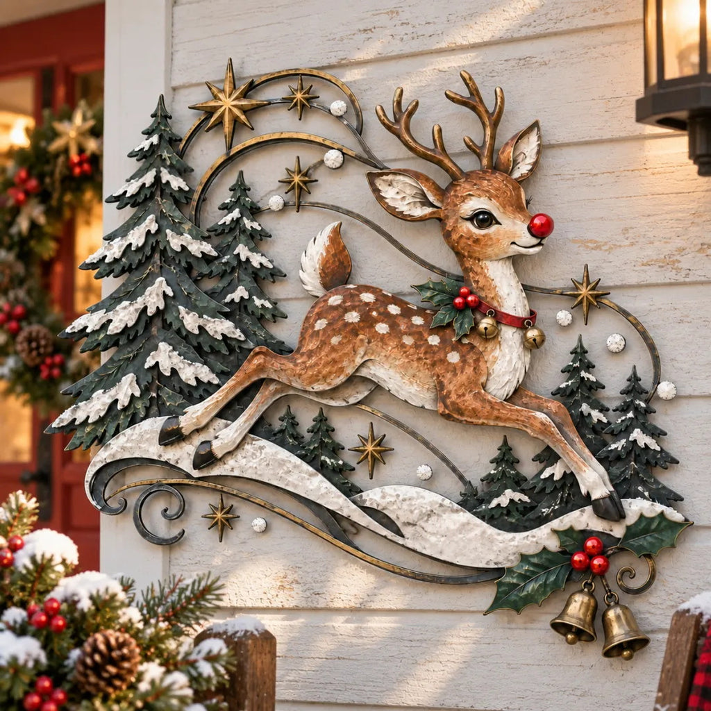 Christmas Reindeer Metal Wall Decoration