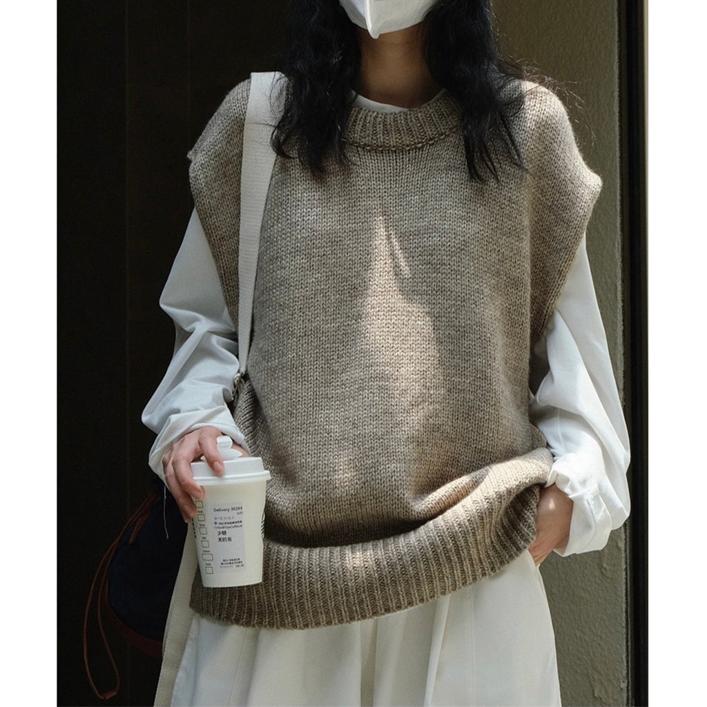 Wool Round-neck Knitted Waistcoat