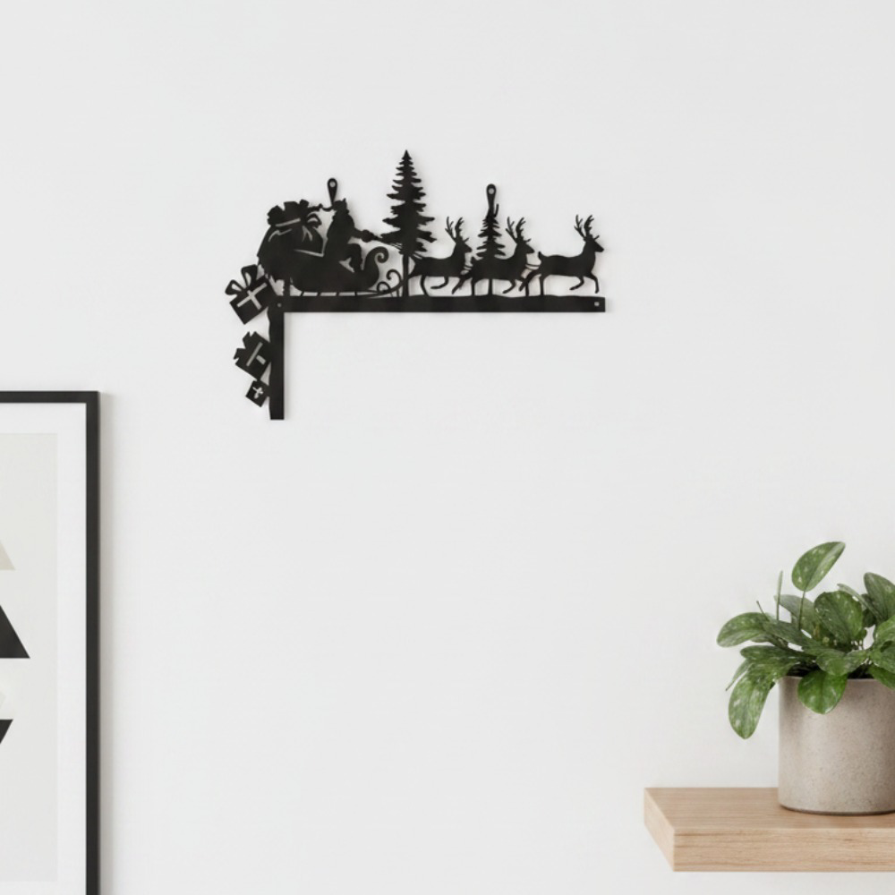 CIFbuy Metal Santa Reindeer Antlers Wall Art