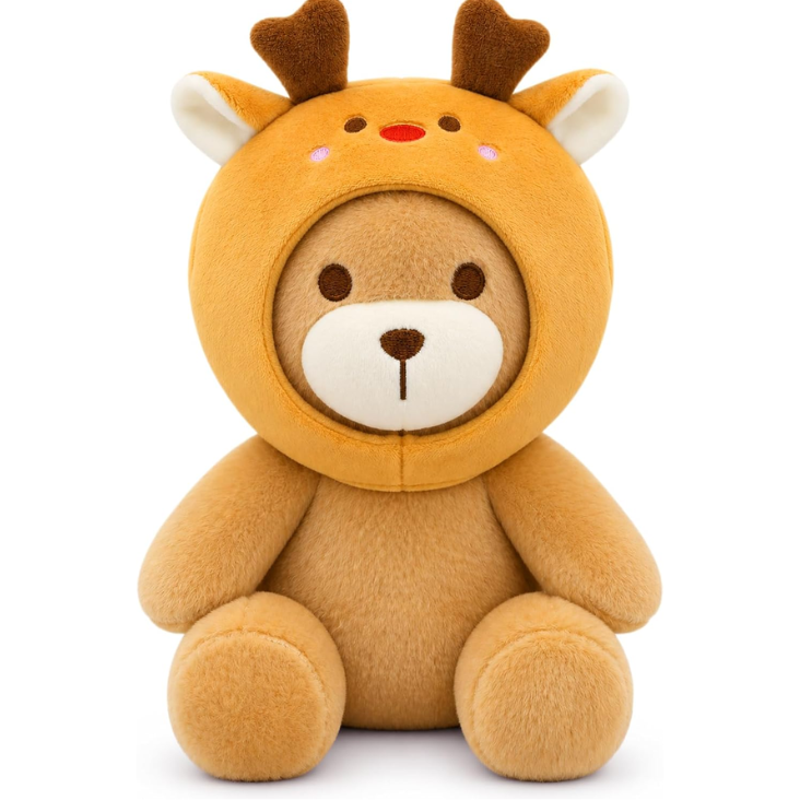 Christmas Teddy Bear with Removable Reindeer Hat
